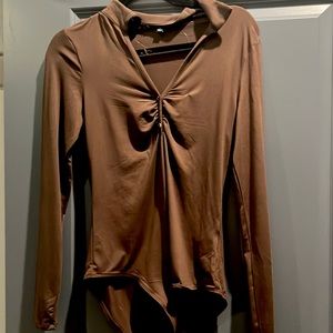 Brown bodysuit with collar